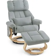 M MCombo Relaxsessel 9066 Mikrofaser 86 x 110 x 90 cm Hellgrau mit Hocker