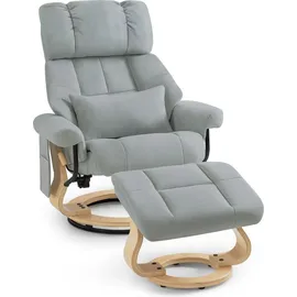 M MCombo Relaxsessel 9066 Mikrofaser 86 x 110 x 90 cm Hellgrau mit Hocker
