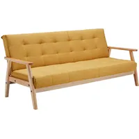 SalesFever Schlafsofa skandinavisch Strukturstoff senfgelb 393819