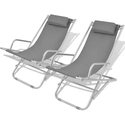 vidaXL Liegestühle 2 Stk. Stahl Grau