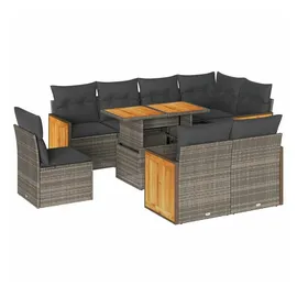 vidaXL Garten-Sofagarnitur 9-tlg. grau Akazie