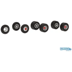 Modellbau Schwarz Radsätze Scania Vabis Stahl Baustelle silber rot 1x Lenk-, 1x Antriebs, 1x Nachlau