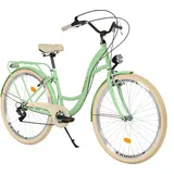 Milord Komfort Fahrrad Retro Vintage Damenfahrrad, 28 Zoll, Mintze-Creme, 7 Gang Shimano - Grün/Creme
