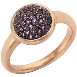 Fingerring JAMELLI "925 Silber rosé vergoldet Amethyst" Gr. 54, rot (rot, lila), Fingerringe, Damen, 054 (17,2), Silber 925 (Sterlingsilber)