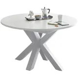 58 aufm Kessel Esstisch Rund ausziehbar Edda 10 110 x 110 x 78 Küchentisch Weiß Matt Lack 13561-110