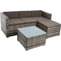 ESTEXO 3-Sitzer Rattan Couch Lounge-Set beige/braun