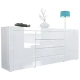 Vladon Sideboard 167 x 72 x 35 cm Weiß Hochglanz