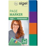 Sigel HN671 Haftmarker Transparent, 160 Streifen im Format 20 x 50 mm, mint, orange, violett, türkis, aus Papier