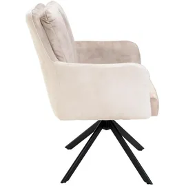 ronald verdult Polsterstühle 4er Set ALEX, Beige - Schwarz - Stoffbezug - Metallgestell - 180 Grad drehbar - 4er Set