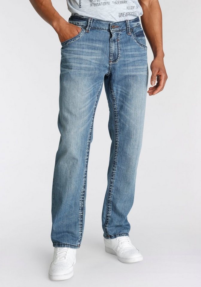 CAMP DAVID Regular-fit-Jeans NI:CO:R611 mit Abriebeffekten blau 32