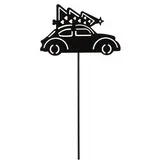 Trendline Deko Eisen Figurenstecker Auto mit Tannenbaum 35 x 0,5 x 7,5 cm schwarz Figur