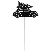 Trendline Deko Eisen Figurenstecker Auto mit Tannenbaum 35 x 0,5 x 7,5 cm schwarz Figur