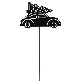 Trendline Deko Eisen Figurenstecker Auto mit Tannenbaum 35 x 0,5 x 7,5 cm schwarz Figur