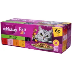 Whiskas Tasty Mix - Auswahl des Chefkochs in Sauce für erwachsene Katzen 1+