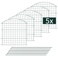 VERDOBA Teichzaun Gartenzaun Komplettset - Gartenzaun Metall 5 Zaunelemente - Zaun für den Garten, Gitterzaun Set Oberbogen Zaun Garten - Zaun für Hunde (5X Oberbogen, Grün - RAL 6005)