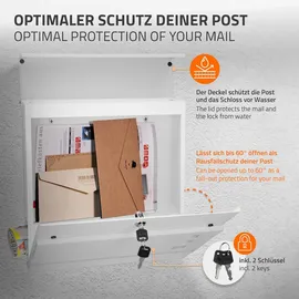 ECD Germany ML-DESIGN Standbriefkasten Weiß inkl. Zeitungsfach
