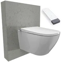 Bernstein Dusch-WC Pro+ 1104 Weiß, Spülrandloses Hänge-WC mit Bidet