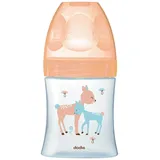 Dodie Babyflasche, Antikolik Sensation+, Glas, Beige, Hirschkuh, 150 ml, 0-6 Monate, flacher Sauger, Fluss 1