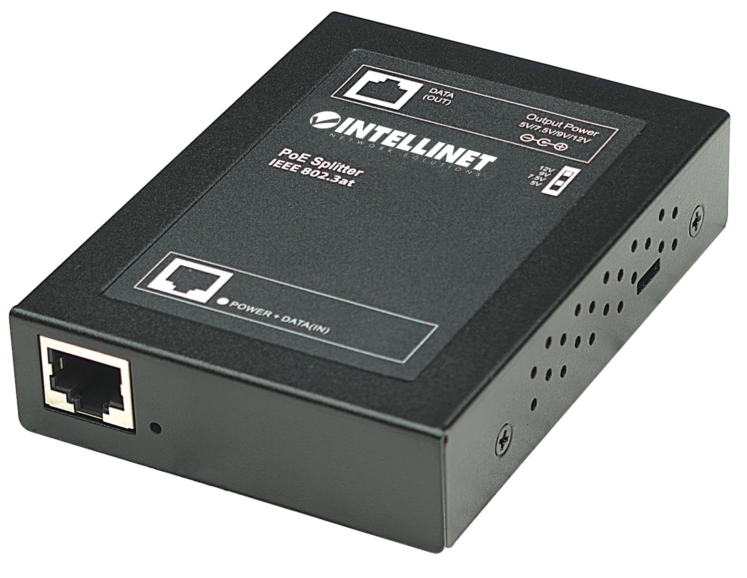 Intellinet PoE+ Splitter, IEEE802.3at mit 5 / 7,5 / 9 / 12 V DC Ausgangsspannung