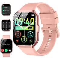 Damen Herren mit Telefonfunktion, Touchscreen Fitnessuhr, IP68 Wasserdicht Fitnessuhr mit Herzfrequenzmonitor Schlafmonitor Schrittzähler, Sportuhr - Rosa