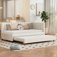 Fortuna Lai Polsterbett 90x200cm, Ausziehbares Schlafsofa, Multifunktionsbett mit Lattenrost Hautfreundlicher, Doppelbett Gästebett Daybett Jugend... - Beige