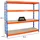 Proregal Profi Schwerlastregal Rhino HxBxT 180 x 200 x 60 cm 4 Spanplatten-Ebenen 8mm Fachlast 500 kg Blau/Orange