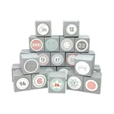 Frau WUNDERVoll® DIY Adventskalender Vorfreude zum Befüllen 24 Faltschachteln grau 7x7x7 cm