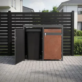 ML-Design Mülltonnenbox 4er 264 x 80 x 116,3 cm anthrazit-rostoptik
