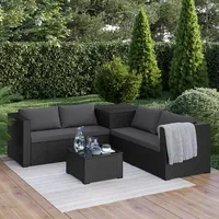 STEELSØN Veloria Rattan Gartenmöbel Set 4-TLG. – Gartenlounge mit Sofas, Tisch & Box – Outdoor Sitzgruppe bis 4 Personen – Sitzgarnitur Garten/Balkon/Terasse schwarz/anthrazit mit Stauraum