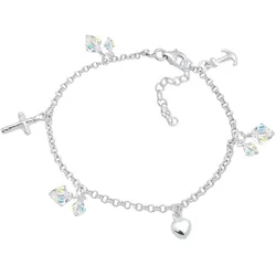 Elli Kreuz Herz Anker Kristalle 925 Silber Armbänder & Armreife   Damen 