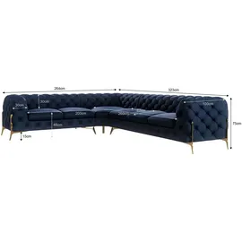 S-Style Chesterfield Ecksofa Natalie ¦ blau ¦ Maße (cm): B: 323 H: 75