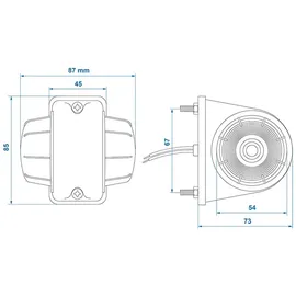 PRO PLUS Umrissleuchte rot/weiß 67 x 78 mm flach