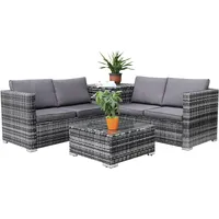 Calma Lux® Rattan Polyrattan Lounge Sitzgruppe Garnitur Gartenmöbel aus 4-5 Sitze Sofa, Aufbewahrungsbox für Kissen (A:4 Pers)