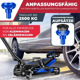 Masko MASKO® Wagenheber hydraulisch Flache Hubhöhe 2x Gummiauflage Handschuhe KFZ Rangierwagenheber hydraulischer 360° Rollen, Heber Unterstellbock