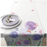 Ambiente Home Ambiente Tischläufer Dekodecke Läufer 150x40 cm 100% Baumwolle Blumen Gräser Pastell Farben Serie Flower Beauty