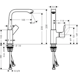 Hansgrohe Metris 230 Einhandmischer DN 15 31187000