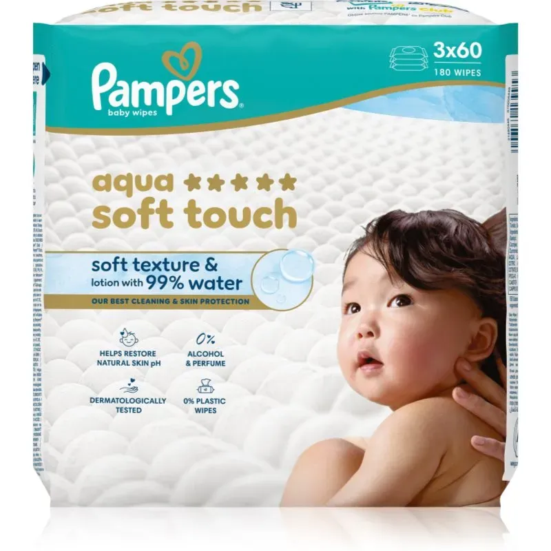 Pampers Aqua Soft Touch feuchte Feuchttücher für Kinder 3x60 St.