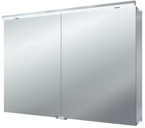 Emco Asis Pure (LED) Aufputz-Lichtspiegelschrank 979705283 1000x728mm, Aluminium, 2 Türen, mit Waschtischbeleuchtung