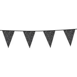 Glitzer Wimpelkette schwarz 6m