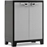 KETER Titan Kunststoffschrank, niedrig, grau, 80 x 44 x 100 cm, inkl. 2 Einlegeböden mit je 30kg Tragkraft (TÜV zertifiziert), für drinnen und draußen, wasserdicht, aus 70% recycelten Materialien