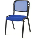 Nexos Trading Bürostuhl Konferenzstuhl Besucherstuhl blau gepolsterte Sitzfläche stapelbar 52,5 x 45 x 80 cm Stapelstuhl Metallrahmen schwarz