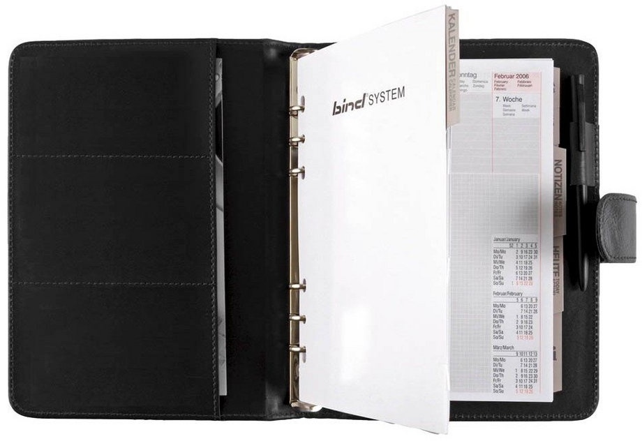 BIND Ringbuchkalender 1 Systemplaner Lederimitat Manager-Planer A5 ohne Kalender schwarz schwarz