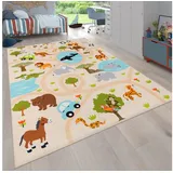 KADIMA DESIGN Kinderteppich Waschbar, mit Safari‐Straßen‐Muster, Mehrfarbig 80 x 150 cm