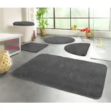 KiNZLER Badematte Chaozhou, Badvorleger, Badezimmer Teppich, Höhe 20 mm, rutschhemmend beschichtet, fußbodenheizungsgeeignet, Polyester, rechteckig, 2er-Set rechteckig 55x50 cm / rechteckig 60x100 cm, Badteppich, Uni Farben, weich, als rechteckig, rund & Set erhältlich grau 2er-Set rechteckig 55x50 cm / rechteckig 60x100 cm
