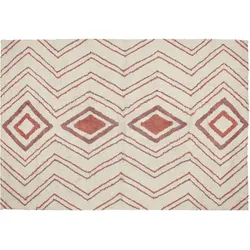 Teppich Baumwolle beige / rosa 140 x 200 cm geometrisches Muster KASTAMONU