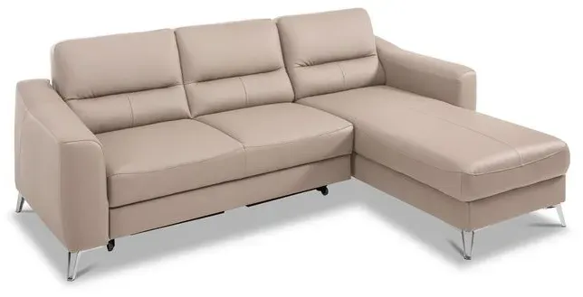 Ecksofa Santos Leder Grau Taupe