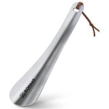 ZOMAKE Klein Schuhlöffel Metall-Kurz Schuhanzieher Edelstahl Shoe Horn Silber,18.5cm Schuhlöffel Stabil aus Stahl Öse Zum mit Seil