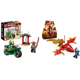 LEGO NINJAGO Lloyds Ninja-Motorrad, Spielzeug für Anfänger mit 2 Minifiguren & NINJAGO Kais Drachengleiter, Ninja-Set mit Drachen-Spielzeug und Figuren