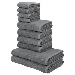 Handtuch Set MY HOME "Merida, Duschtücher, Handtücher, Gästetücher", grau (dunkelgrau), 10 tlg., Frottier, Frottier, Obermaterial: 100% Baumwolle, Handtuch-Sets, 100% Baumwolle, einfarbig, kuschelig weich
