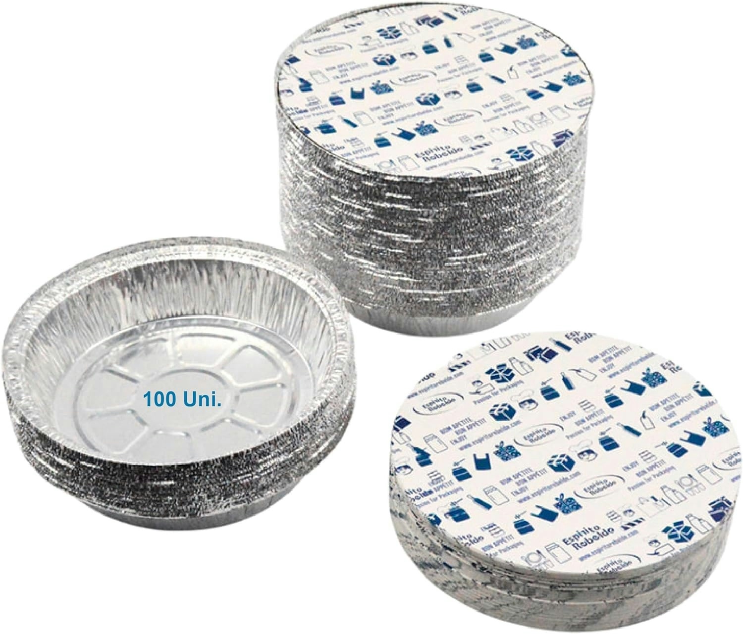 Set von 100 Aluminiumschalen mit Deckel für Lebensmittel, Einweg, 670 ml - Perfekte Verpackung für Grillfeste, Transport von Lebensmitteln